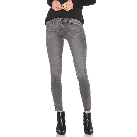 Frame Denim Le Skinny de Jeanne Step Hem Ankle Skinny Jean Distressed Gray/Black - Picture 1 of 16